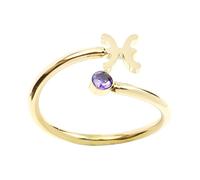 MAGICLULU Zircon Adjustable Open Pisces Zodiac Ring Women Birthstone Jewelry Statement Ring for Daily Wear