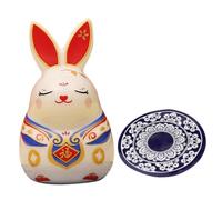 MAGICLULU Zodiac Rabbit Figurine Ceramic Bunny Ornament for Home Car Decoration Adorable Table Decor Creative Bunny Design for Desktop White Small Rabbit Statue