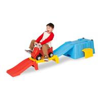 MagicMeadow Up & Down Roller Coaster Toy for Toddlers - Indoor Outdoor Ride On Train and Track - Sensory Kids Rollercoaster with Car Slide - Build a Rollercoaster Play Set - Blue, Red & Yellow