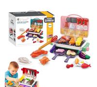 MagicMeals - Kids Sensory Kitchen, Magic Meals Kids Grill with Smoke Sound Light, Interactive BBQ Grill, Indoor/Outdoor Play Food Cooking Set (Pink)