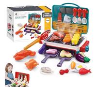 MagicMeals - Kids Sensory Kitchen, with Smoke Sound Light & Color-Changing Toppings, Indoor/Outdoor Play Food Cooking Set - Real BBQ Feels (B)