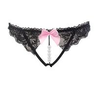 Magicnitz Ladies knickers - Crotchless Underwear for Sexy Thongs for women Lace Crotchless Knickers with Beads Sexy Panties Panties for Women Women's g-strings, women underwear, thongs Black
