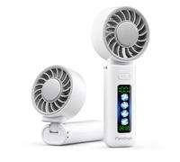 Magicold Portable Handheld Turbo Fan, 4 Gear Wind Speed Personal Neck Fan with Cooling Plate, 3000mAh Rechargeable Mini Fan, 3-in-1 Hand Fan for Desk/Beach/Travel, LED Display Lightweight,White
