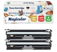 Magicolor 1650EN Toner Cartridge Compatible for Konica Minolta Magicolor 1600W 1650EN 1650END 1650ENDT 1680MF 1690MF Printers (2 Pack Black)