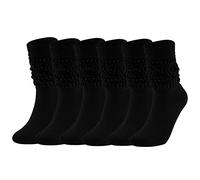 Magicor 3 Pair Women Slouch Socks Soft Extra Long Knit Scrunch Knee High Boot Socks（3 pcs-Black）, M, D-1101