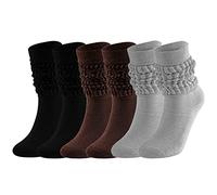 Magicor 3 Pairs Slouch Socks for Women Size 9-11 Soft Extra Long Scrunch Knee High Boot Socks (3 Pcs-Black Brown Grey)