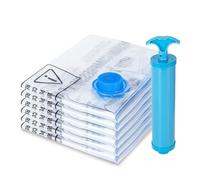 MagicQCraft 6 Pack Medium(50 * 70cm) Vacuum Storage Bags,Vacuum Compression Zipper Storage Bags with Airtight Valve and Hand Pump,Save 80% More Storage Space Work