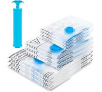 MagicQCraft 6 Pack Vacuum Storage Bags(2 Jumbo,2 Large,2 Medium),Vacuum Compression Zipper Storage Bags with Airtight Valve and Hand Pump,Save 80% More Storage Space Work