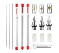 Magicrose 10 Pieces Airbrush Replacement Parts Kit - Compatible with Most Standard Airbrushes - Includes 0.2/0.3/0.5mm Nozzles & Needles, 3 Silicone Protective Covers & Wrench for Spray Gun Maintenanc