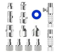 Magicrose 14pcs Complete Airbrush Adapter Set, Universal Quick Disconnect Kit with Pressure Regulator & 4 Male Plugs, 1/8" & 1/4" BSP Connector Assortment + Leak-Proof PTFE Tape