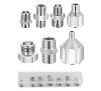 MAGICROSE 7-Piece Airbrush Adapter Set, Multi-Size Fitting Connector Kit (1/8", 1/4", M5 Threads), Assorted Metal Male & Female Converter Couplings for Air Compressor & Hose