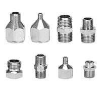 Magicrose 8 Pieces Airbrush Flexible Adapter Fitting Connector Set Airbrush Threaded Plug for Connecting for Compressor and Airbrush Hose Air Hose Supplies
