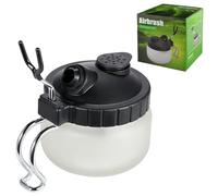 Magicrose Airbrush Cleaning Pot with Holder - Glass Cleaning Jar & Paint Stabiliser Station, Airbrush Cleaner Waste Collector with Filter System for Airbrush Washing (Includes 3 Spare Filters)
