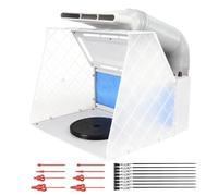 Magicrose Airbrush Spray Booth Kit with 8 LED Lights & 16 Alligator Clips, Adjustable Speed Fan Paint Booth with Retractable Hose, Turntable, Professional Hobby Work Station for Model,DIY Crafts,RC