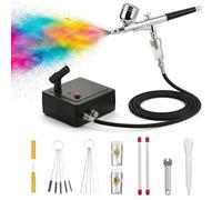Magicrose Dual Action Mini AirCompressor Airbrush Kit Gravity Feed Air Brush with Spare Nozzle Needle and Airbrush Cleaning Kit Painting Mini Airbrush Set for Painting Portable Air Brush Set