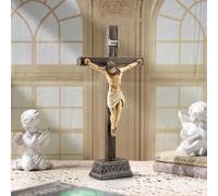 Magicsculp 10.8" H Jesus Crucifix Statue - Resin Standing Wall Cross Decoration, Praying Religious Figurine Jesus Christ Catholic Display, Hanging or Tabletop with Stand for Home Decor