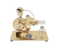 MagicTech Hot Air Stirling Engine Motor Educational Electricity Generator Colorful LED Aluminum Alloy Model Gold JY35