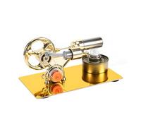 MagicTech Hot Air Stirling Engine Motor Electricity Power Cylinder Metal Physics Assembly Model Golden JY37