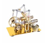 MagicTech Hot Double Air Cylinder Stirling Motor Electricity Power Metal Physics Assembly Model Golden JY38