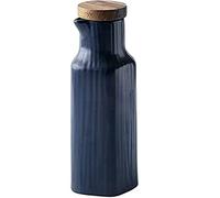 MAGICVOGEL 300 ml Oil Dispenser Ceramic Olive Oil Dispenser Vinegar Bottle Vinegar Dispenser Kitchen Soy Sauce Dispenser Dustproof Oil Container with Lid (Blue)