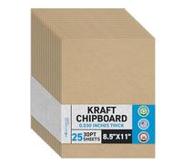 MagicWater Chipboard Sheet for DIY Projects - 8.5x11 Inch - 25 Pack - 30 pt - Heavy Duty Kraft (0.030 Inch Thick) Paperboard, For Scrapbooking, Books, Picture Frame Backing, Arts Project & Crafts