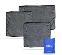 MagicWipe® Bathroom Drying Cloth, 1-40 x 60 cm & 2-30 x 40 Microfibre Cleaning Cloth - Streak & Lint Free Cloth, Premium Quality Drying Towel for Bathrooms, Kitchen, Mirrors (3, Multiplesize Black)