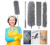 MagicWipe® Extendable Microfiber Duster with 3 Heads - Telescopic Dusters For High Ceilings & Washable Detachable Brush for Cleaning Ceiling Fans, Lights, Blinds, Cobwebs, Furniture, Walls & Cars