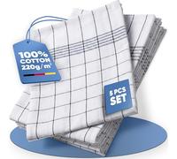 MagicWipe® Premium Cotton Tea Towels, Thick 220 GSM (50x70cm), Tea towel for kitchen, Highly Absorbent, Lint-Free, Durable, Machine Washable & Reusable Kitchen Towels, Catering Quality (5)