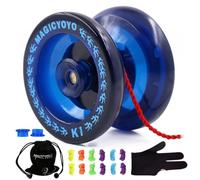 MAGICYOYO K1 Responsive Yoyo for Kids Beginners, Professional Yoyos for Kid Teens, Cool Trick Yo-yos, Magic Yoyo K1 Yo-yo Ball with 12 Yo Yos Strings+ Bag+ Glove+ 2 Hubstacks, Blue