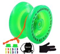 MAGICYOYO K1 Yoyo Glowing Pro Responsive Yo-yo for Kids, Teen, Adult, Green | Beginners Yoyos, Finger Spin Trick and More, Yo Yo Ball Plastic with 12 Yo-Yos Strings+ Glove+ Bag+ 2 Hubstacks Kit, Green