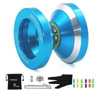MAGICYOYO N8 Yoyos Pro Responsive Yoyo & Unresponsive Yo-yo for Kids Teens Adults, Beginners to Advanced Yo-yos, Yo Yo Metal with Unresponsive Bearing+12 Yo-Yos Strings+ Remover+ Glove+ Bag, Blue
