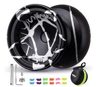 MAGICYOYO Professional Yoyo V15, Responsive Yoyo for Kids 8-12 & Beginners | 2 in 1 Tricks Yoyo, Unresponsive Yo yo for Adults, Deep Groove Finger Spin with 12 Yoyo String, KK Bearing Kit (Black Silver)
