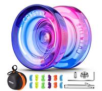 MAGICYOYO Responsive Yoyo for Kids K2 Crystal Pink Purple, Dual Purpose Yoyo for Beginner, Trick Yo Yo Professional Yo-yo Ball with Unresponsive Yo yo Bearing Kit + 12 Strings + Case
