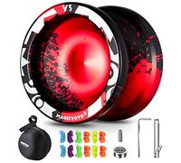 MAGICYOYO V3 Responsive Yoyo for Kids Beginners, Professional Dual Purpose YoYo, Metal Alloy Yo Yo with Unresponsive Yoyo Bearing + 12 Strings+ Removal Tool + Long Axle + Yo-yo Bag (Black Red)