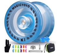MAGICYOYO Yo Yo Kids K1 Glow Blue, Responsive Yoyo for Kids, Professional Stunt Yo Yo for Beginner, Trick Yoyo with Unresponsive Bearing, YoYo Storage Case, 12 Strings, Glove, 2 Hubstacks