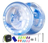 MAGICYOYO Yoyo K3 Aurora-p, Dual Purpose Yo Yo for Finger Spin Trick, Responsive and Unresponsive Yo-yo for Kids and Beginners, Magic Yoyo with 12 Strings and Accessory Kit (Blue White)
