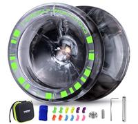 MAGICYOYO Yoyo K3 Aurora-p, Dual Purpose Yo Yo for Responsive and Unresponsive, Finger Spin Trick Yo-Yo for Kids and Beginners, Plastic Yoyo with 12 Strings and Accessory Kit (Black White)