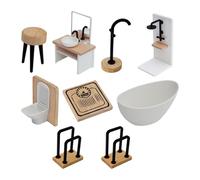 MagiDeal 1/12 Dollhouse Bathroom Set Mirror Simulation Accessories House Supplies Ornaments Miniature Furniture Kit Basin, 9pcs Set