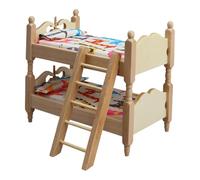 MagiDeal 1/12 Scale Wooden Bunk Bed with Ladder Doll House Decoration Simulation Sturdy Lightweight Kids Room Dollhouse Mini Furniture