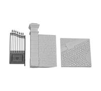 MagiDeal 1:35 Base with Gate & Wall Model Simulation Collectible Compact Model Scene Gate Building Diorama for Hobby Enthusiasts Gifts