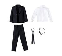 MagiDeal 1/6 Scale Men's Suit Long Sleeve Top Uniform Cosplay Casual Jacket Pants Set with Tie for 12 Inch Male Figure