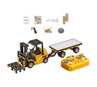 MagiDeal 1/64 Remote Control Forklift, 2.4G Alloy Mini RC Forklift Truck with Cargo Hook Forks RC Construction Vehicle Toy, Yellow