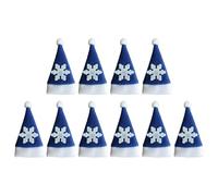 MagiDeal 10Pcs Santa Claus Hat Christmas Cutlery Holders Ornament Dinnerware Wine Bottle Cover Silverware Holder for Holiday Christmas, blue