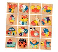 MagiDeal 16Pcs Wooden Puzzle Toddlers Puzzles Cartoon Learning Toys Brain Teasers Animal Shape Puzzle for Kindergarten Problem Solving