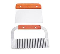 MagiDeal 2-Piece Stainless Steel Soap Cutter Set, Wavy & Straight Knife with Wooden Handle, for Soap Making & Crafts