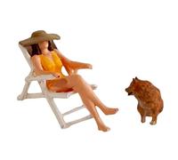 MagiDeal 2 Pieces 1:64 Beach Vacation Miniature Figures Miniature People Figurines Dollhouse Accessories Tiny Layout Props Mini Models