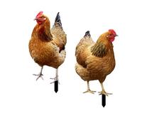 MagiDeal 2 Pieces 2D Hen Statue Garden Stakes Animal Sculptures Realistic Yard Art Chicken Figurines Ground Insert for Courtyard Pathway(2D Insert, just 0.1cm thick)