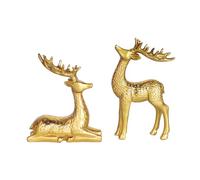 MagiDeal 2 Pieces Deer Figurines Elk Sculpture Creative Craft Art Figurine Ornament Desktop Decoration Resin Statues for Home Bedroom, Gold