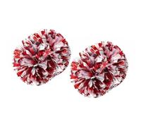 MagiDeal 2Pcs Cheerleading Pom Poms Cheering Squad Hand Flower Shiny Cheerleader pompoms for Stage Performance Cheering Ceremony Dance, Red Silver