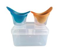MagiDeal 2Pcs Half Silicone Eye Wash Cups Eye Cleaning Cups Tool Eyes Shaped Rim Soft Reusable Measuring Cup for Remove Dust Cleansing, Blue and Orange
